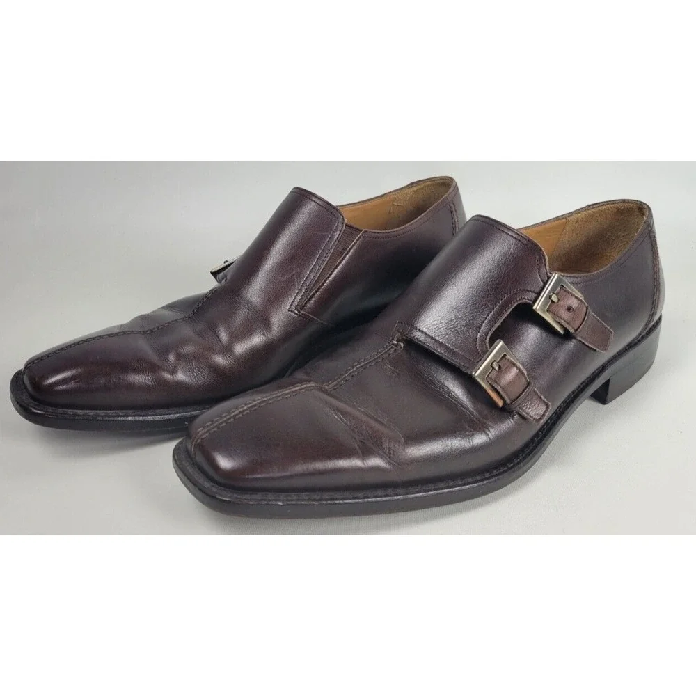 Mezlan‎ Mens Brown Leather Split Toe Double Monk Strap Dress Shoes Spain 8.5 M